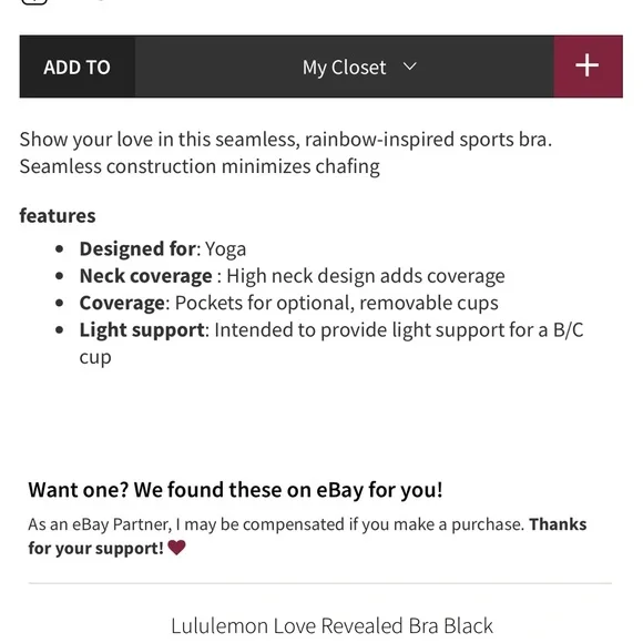 SOLD-Lululemon Love Revealed Bra B/C - Picture 6 of 11